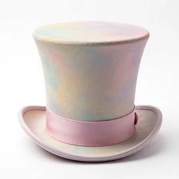 pastel top hat, high detail macro photography, isolated on a pure white background, centered, entire object in frame, sharp focus, soft studio lighting