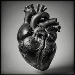 extreme harsh lighting daguerrotype of geometric surreal sculpture of a human left ventricle wrapped around a human torso made of carved black frosted glass and silicone tubing, fractal 3 d structure, sculpted by barbara hepworth and naum gabo, high contrast shocking detail trending on artstation 8 k