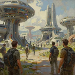 enviroment design, science fiction, cinematic shot, oil painting by jama jurabaev, tyler edlin, james paick, emmanuel shiru, victor mosquera, extremely detailed, brush hard, artstation, for aaa game, high quality, brush stroke