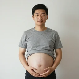Photo of a young pregnant Chinese man