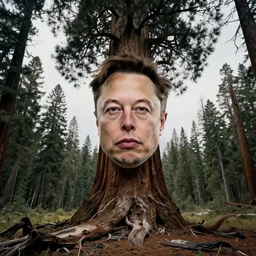 elon musk head growing out of dying sequoia, trending on artstation, award - winning photograph, photograph by jerry uelsmann, gregory rutkowski
