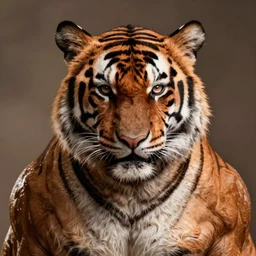 tiger!!! michael jackson! very close portrait of angry rugged barbarian, muscular, upper body, 👅 👅 , D&D, fantasy, intricate, elegant, highly detailed, digital painting, artstation, concept art, smooth, sharp focus, illustration, art by artgerm and greg rutkowski and alphonse mucha