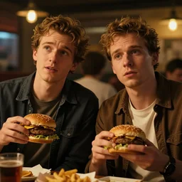portrait, two guys with no idea how to handle the hamburg kiez nightlife desperate for normality, highly detailed, beautiful cinematic light deep focus, sharp focus, golden ratio, dramatic illumination, by nathan walsh