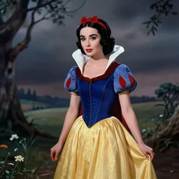 beautiful hq matte painting of elizabeth taylor as snow white, by peter mohrbacher greg rutowski