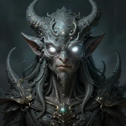Portrait of Cthulhu, white glowing eyes, fantasy, extremely detailed, digital painting, artstation, concept art, smooth, sharp focus, illustration, stunning lighting, art by artgerm and greg rutkowski and alphonse mucha and simon stalenhag, realistic character concept, high fantasy, dark atmosphere, golden ratio, cinematic lighting, hyperdetailed, high resolution, insanely detailed and intricate, artstation, Marc Simonetti, Greg Rutkowski, 8k