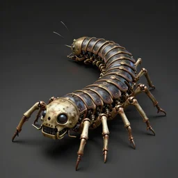 steampunk skeletal robot millipede, 3 d model, unreal engine realistic render, 8 k, micro detail, intricate, elegant, highly detailed, centered, digital painting, artstation, smooth, sharp focus, illustration, artgerm, tomasz alen kopera, peter mohrbacher, donato giancola, joseph christian leyendecker, wlop, boris vallejo