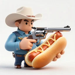 a cowboy holding a revolver that is actually a hotdog, digital art, ultra detailed, trending on artstation