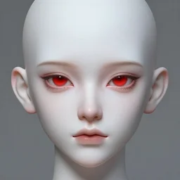 portrait of a 4 0 - year - old bald man without nose, with a white complexion, cat - like scarlet eyes,, and a thin mouth, hyper realistic face, beautiful eyes, character art, art by mark brooks, hyperdetailed, cryengine, trending on artstation, digital art