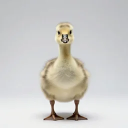tiny goose, studio photography, full body, isolated on a pure white background, centered, entire subject in frame, sharp focus, soft studio lighting
