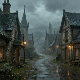 rainy old town environment inspired by legends of runeterra, trending on artstation. com