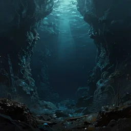 deep dark underwater void abyss in the style of Thomas Peschak