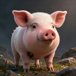 cyberpunk cute pig avatar, fine detail, cyborg parts, by pablo carpio, greg rutkowski