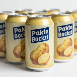 product shot of a potato based softdrink can. packshot. high quality