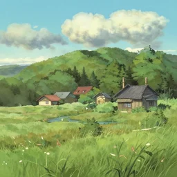 background landscape by by rumiko takahashi by ghibli anime