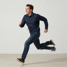 a portrait photo of a man chasing his own happiness