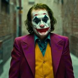 don rickles as the joker, standing alone in an alley, medium close up camera shot, in a feature film by paul thomas anderson, gritty, exagerrated film grain, depth of field, realistic, cinematic lighting, full color, imax film, 4 k