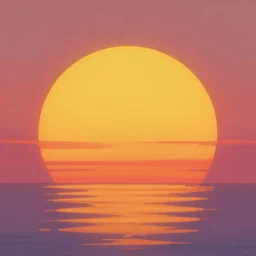 retrowave vintage sunset, big round sun, digital painting, artstation