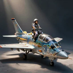 fish made out of fish pilot in a fighter jet