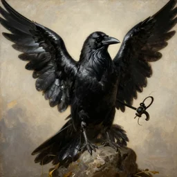 portrait of a crow biblically accurate angel style, as painted by John Everett Millais