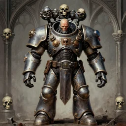 warhammer 4 0, 0 0 0 4 0 k emperor armor realistic anthropomorphic dreadnaught scifi cyberpunk, gothic, horror, arches, skulls, colonial marine, gundam armor, visible face and full body portrait art by donato giancola and greg rutkowski, vintage retro scifi, realistic face, digital art, trending on artstation, symmetry syd mead, vincent di fate, michael whelan, john berkey
