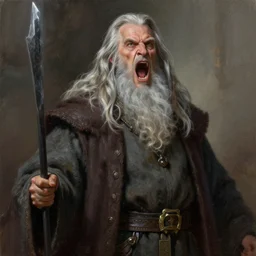 screaming Gandalf, digital painting, extremely detailed, 4k, intricate, brush strokes, Mark Arian, Artgerm, Bastien Lecouffe-Deharme