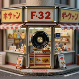 closeup portrait of tin toy retro tokyo corner store diorama, depth of field, f 3 2, zeiss lens, detailed, centered, fashion photoshoot, by nicoletta ceccoli, mark ryden, lostfish, breathtaking, 8 k resolution, extremely detailed, beautiful, establishing shot, artistic, hyperrealistic, octane render, - h 8 0 4