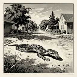 I crawl like a viper through these suburban streets, by Raymond Pettibon