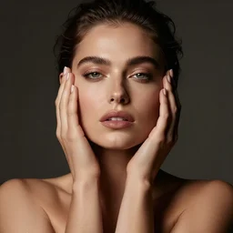 Photo of a model,hands,bold, self confidence, cinematic, light makeup focus