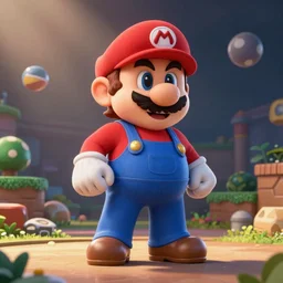 Mario 3d render , cartoony visio