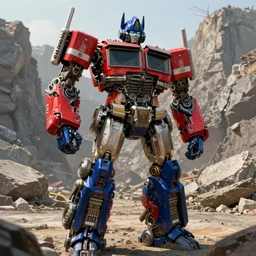 character portrait of optimus prime from transformers 2 0 0 7 standing in a rock quarry, daytime, digital painting, robot made of truck parts, trending on artstation, in the style of josh nizzi, concept art, industrial light and magic, industrial light & magic, ilm, substance painter, painted texture maps, good value control, realistic textures, realistically proportioned body, octane render, 8 k