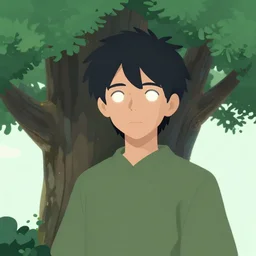 a beautiful tree druid boy with glowing white eyes. clean cel shaded vector art by lois van baarle, artgerm, helen huang, by makoto shinkai and ilya kuvshinov, rossdraws, illustration, art by ilya kuvshinov