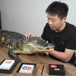 screenshot of a youtuber unboxing an aligator
