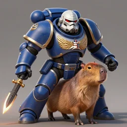 a capybara wearing astartes armor warhammer art 4 k deviantart artstation dynamic pose no helmet