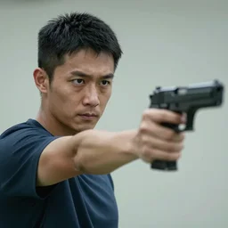 a picture of a man holding a gun