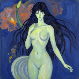 tonemapped personification of divinity by ayami kojima, yoshitaka amano, fauvism