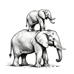 elephant balancing on its trunk, fineliner doodle