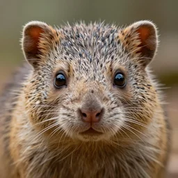 incredibly realistic, too detailed face of hairy tanuki lucario mongoose, octane render, bump mapping, macro image, global illumination, 8 k, bokeh, enki bilal, yuji himukai, jen zee, mohrbacher