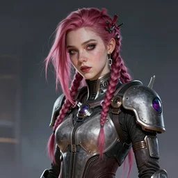 a stunning portrait of Grimes as a tech priestess from warhammer 40k, digital art by Ross Tran and Angel Ganev, highly detailed, trending on artstationhq
