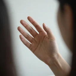 close up of hand reflected in mirror