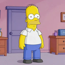Mr. bean in the style of The Simpsons, highly-detailed illustration