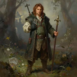 a portrait painting of a mage hobbit, ultra detailed fantasy, dndbeyond, dnd character portrait, full body, pathfinder, pinterest, art by ralph horsley, karol bak, ed binkley