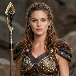 portrait of alexis bledel as a female barbarian, d & d, award winning photography by annie leibowitz, 8 k