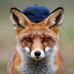'a fox face with a hat on the head'
