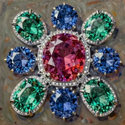 rubies and sapphires and emeralds, intricate oil painting by greg rutkowski, trending on artstation