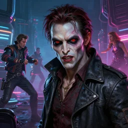 realistic portrait beautiful detailed 3 d painting of cinematic movie scene, kevin is a ghoul. action sequence, created by gustave dore and raffaelo sanzi, high detailed, smooth draw, synthwave neon retrofuturism, intricate, realistic proportions, dramatic lighting, trending on artstation.