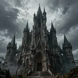 gothic fantasy art, evil castle, ultra realistic, wide angle, intricate details, sharp focus, highly detailed,