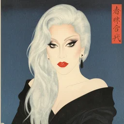 a portrait of lady gaga. shin - hanga and kawanabe kyosai and cory loftis and rossdraws