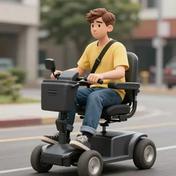 ethan klein from h3h3 riding a mobility scooter, high quality digital art