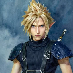 portrait of an aasimar from final fantasy vii water - color painting by amano yoshitaka ultra realistic highly detailed sharp focus cinematic light