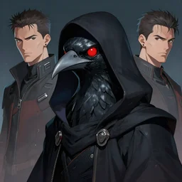 건담 kenku, artistically anthropomorphic black bird head. cloaked hood down, science fiction, portrait by donato giancola and greg rutkowski and wayne barlow. top all time r / imaginarycyberpunk.